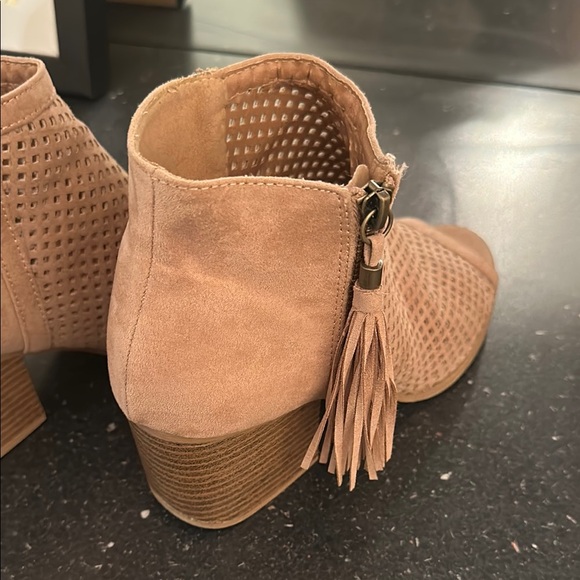 Qupid Tan Peep-Toe Ankle Booties - Picture 6 of 10